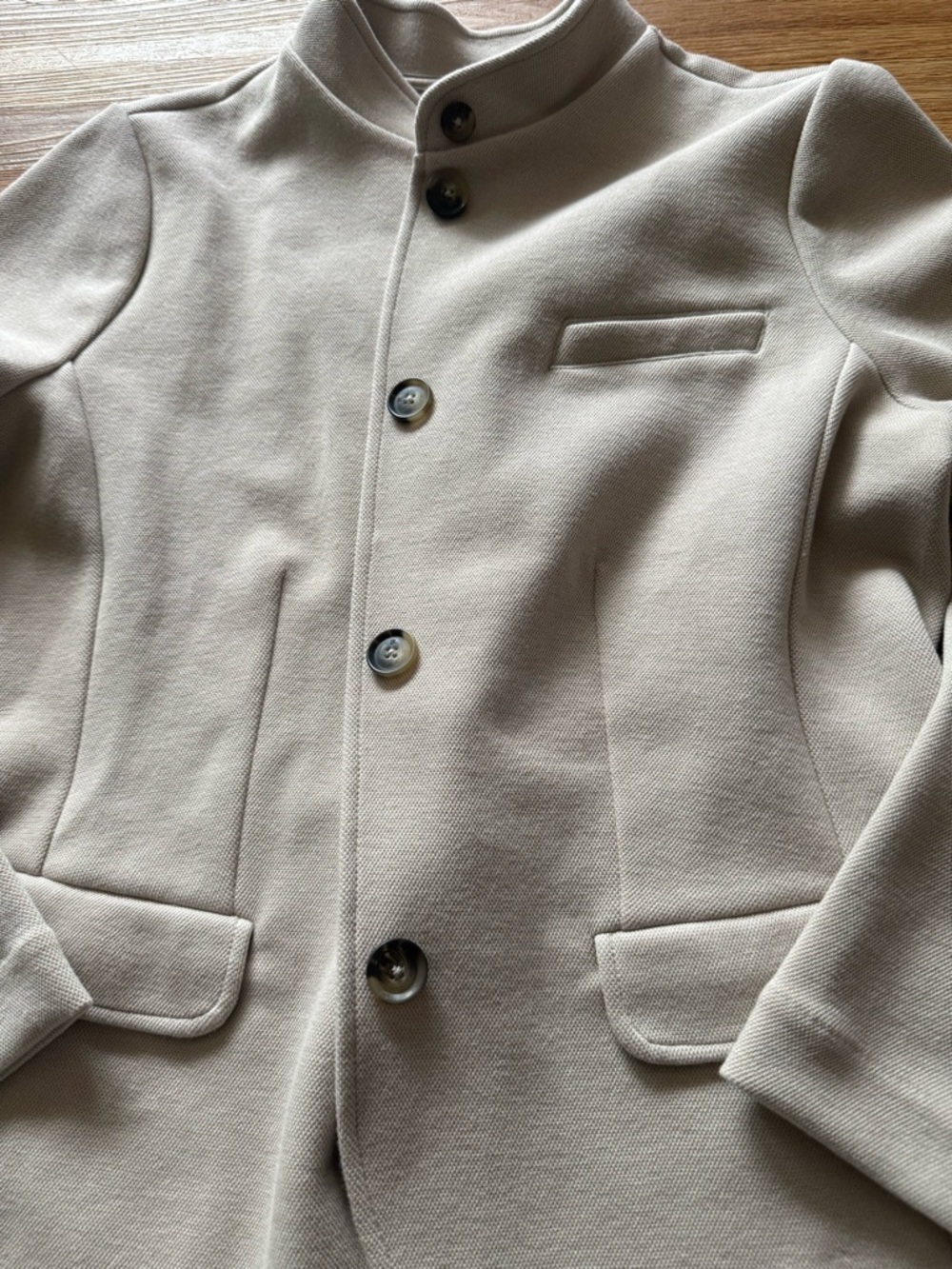 Banana Republic Light Beige Stand-Collar Button Jacket - Picture 5 of 6